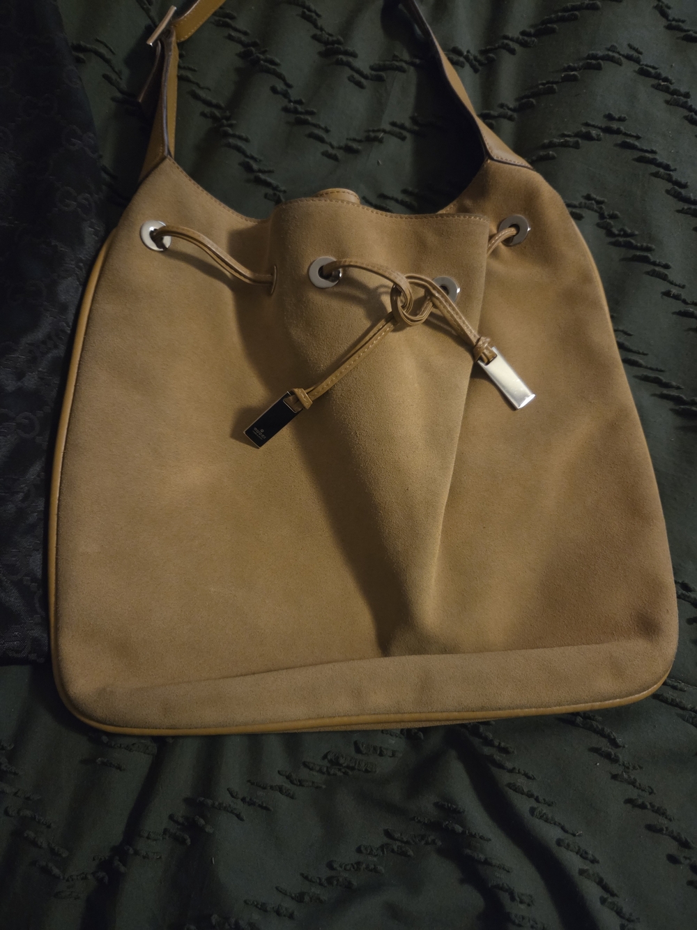 Tan Suede Shoulder Bag by GUCCI With Dust Bag And COA